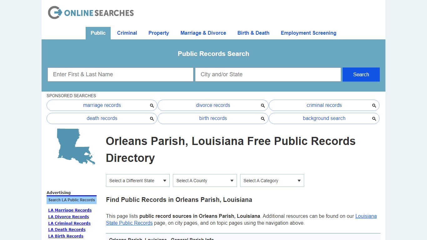 Orleans Parish, Louisiana Public Records Directory
